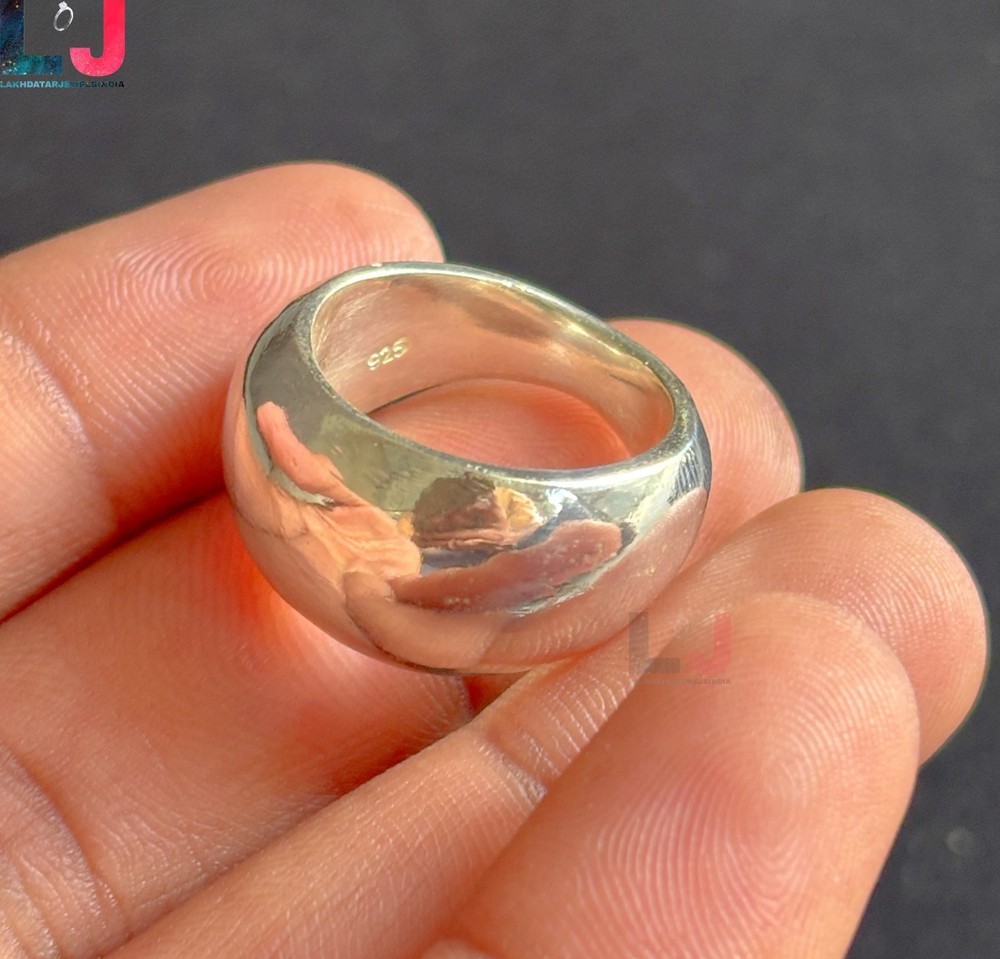Chunky Large Dome Ring 925 Sterling Silver Ring Plain Wide Band Statement Ring