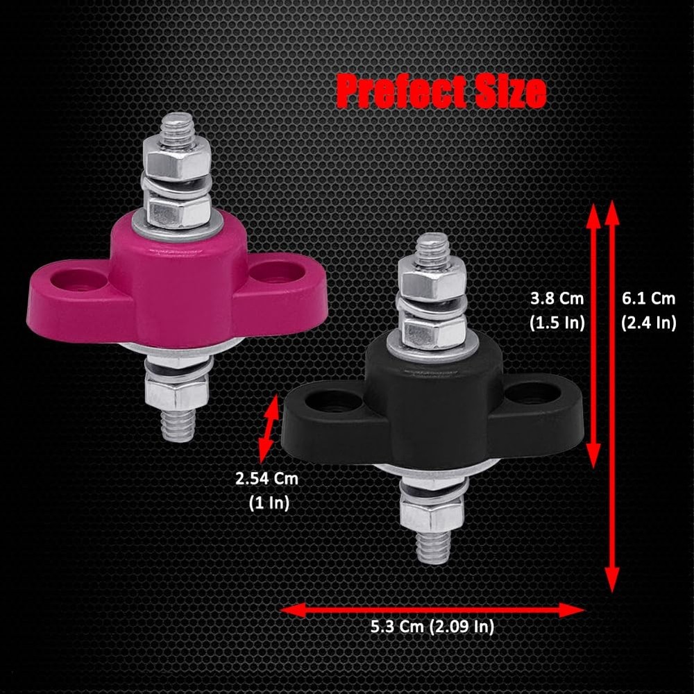 1/4" Stud Remote Battery Terminals 12V 150A, M6 Single Stud Battery Junction ...