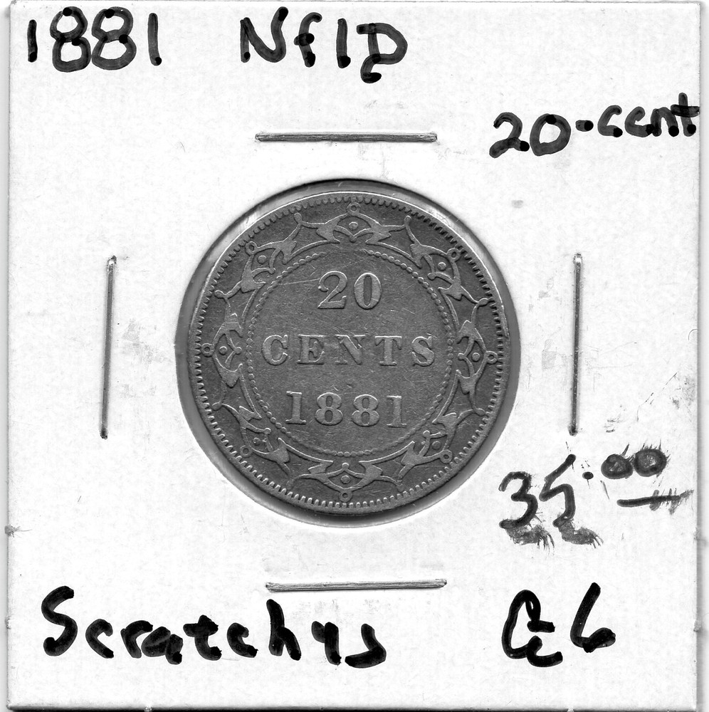 1881 NFLD 20 Cents silver (scratch) G+
