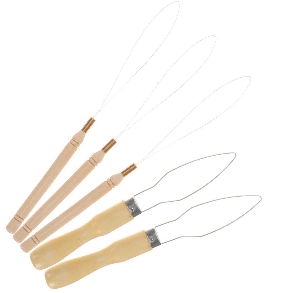 5 Pcs Wood Pulling Hook Tool Bundle for Beard Beads & Hair Extensions
