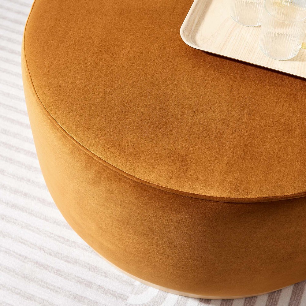 Modway Large 29" Round Performance Velvet Upholstered Ottoman