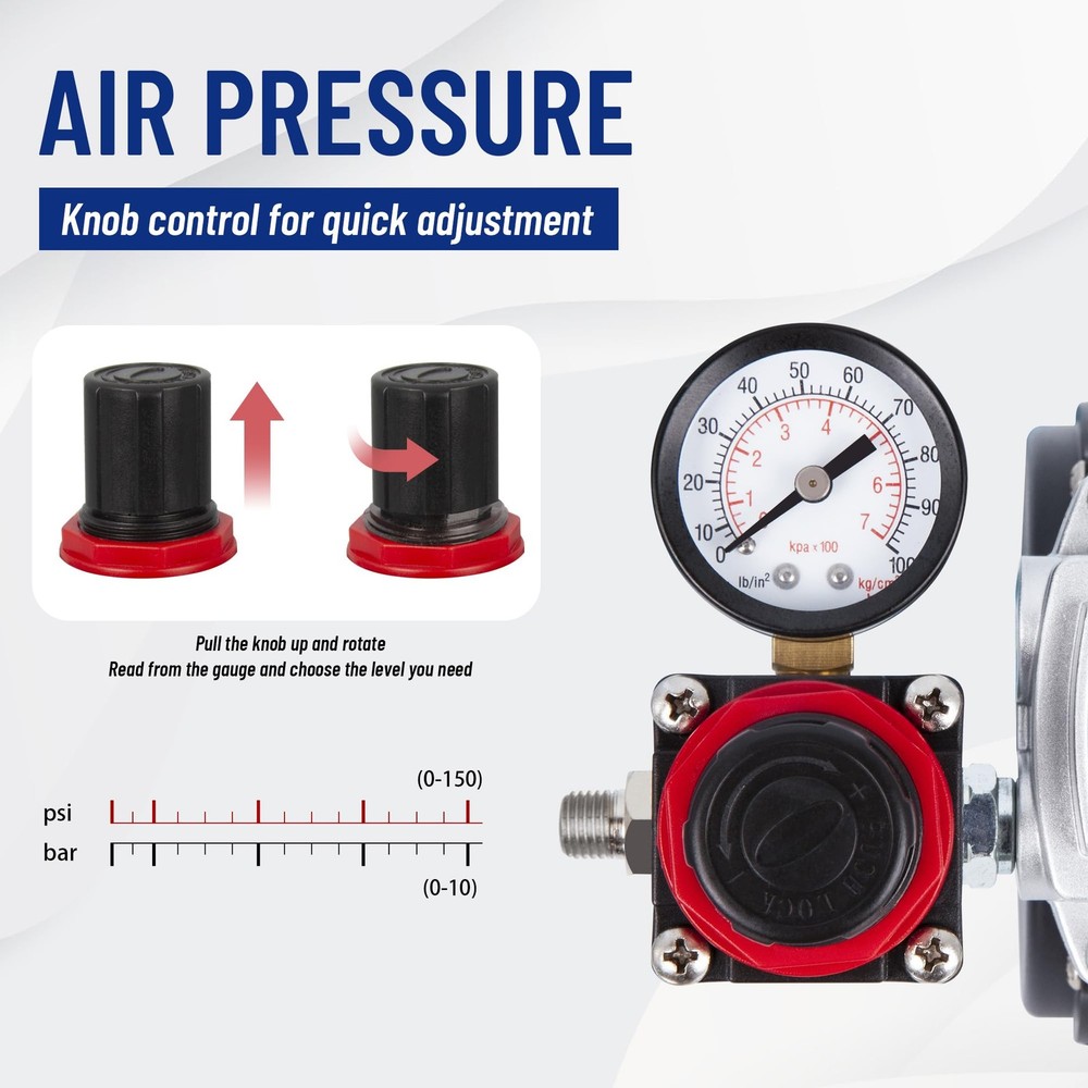 Timbertech Airbrush Compressor, High-performance Single-Piston Oil-free Mini