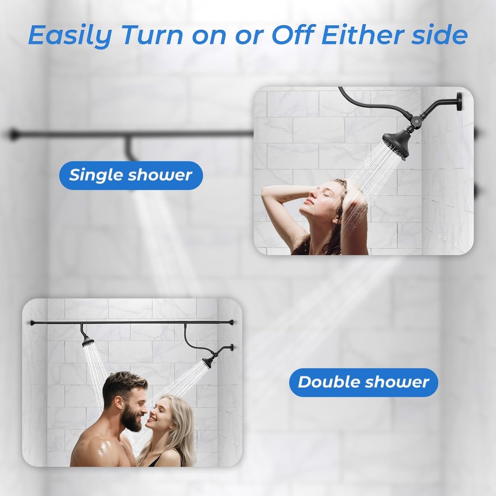 Dual Shower Head for Couples - High Pressure Adjustable Two Showerhead System...