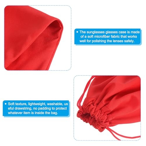 Ski Goggle Bag, Microfiber Snow Goggles Case Storage Sleeve Drawstring Red