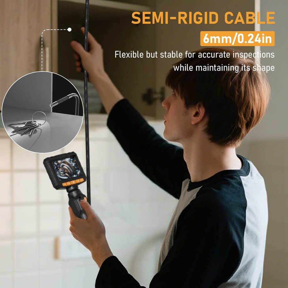 Two-Way Articulating Borescope Camera with Light, Industrial Endoscope Inspec...