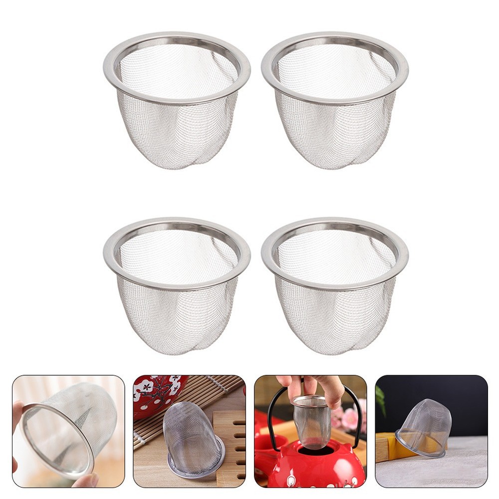 4 Pcs Pot Strainer Stainless Steel Tea Filter Teapot Replaceable Mesh Strainers