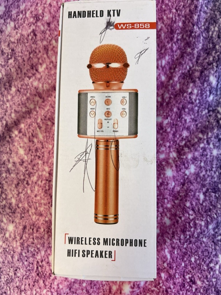Wireless Bluetooth Party Microphone w/ Speaker Pink Karaoke