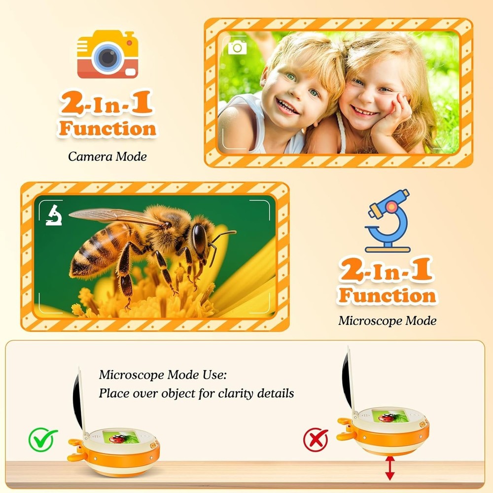 Kids Microscope and Camera, 1000X Magnification with 2.0" HD Screen, Portable...