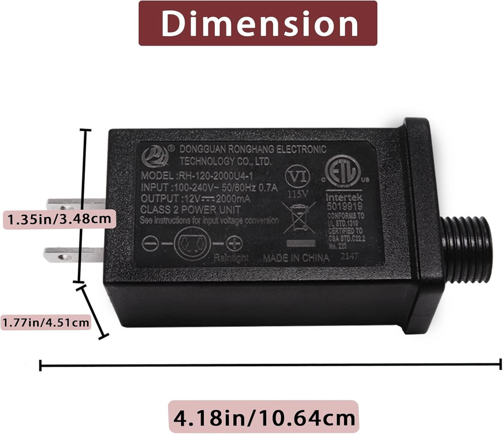 2000mA Replacement Adaptor for 8-12ft Christmas Yard Inflatable 2A 12V Adapte