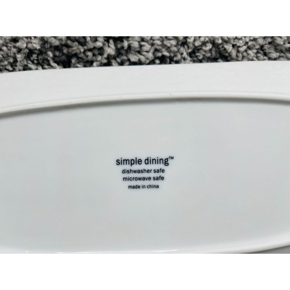 Simple Dining Ceramic White Concaved Rectangle Platter Serving Plate 14"X6"
