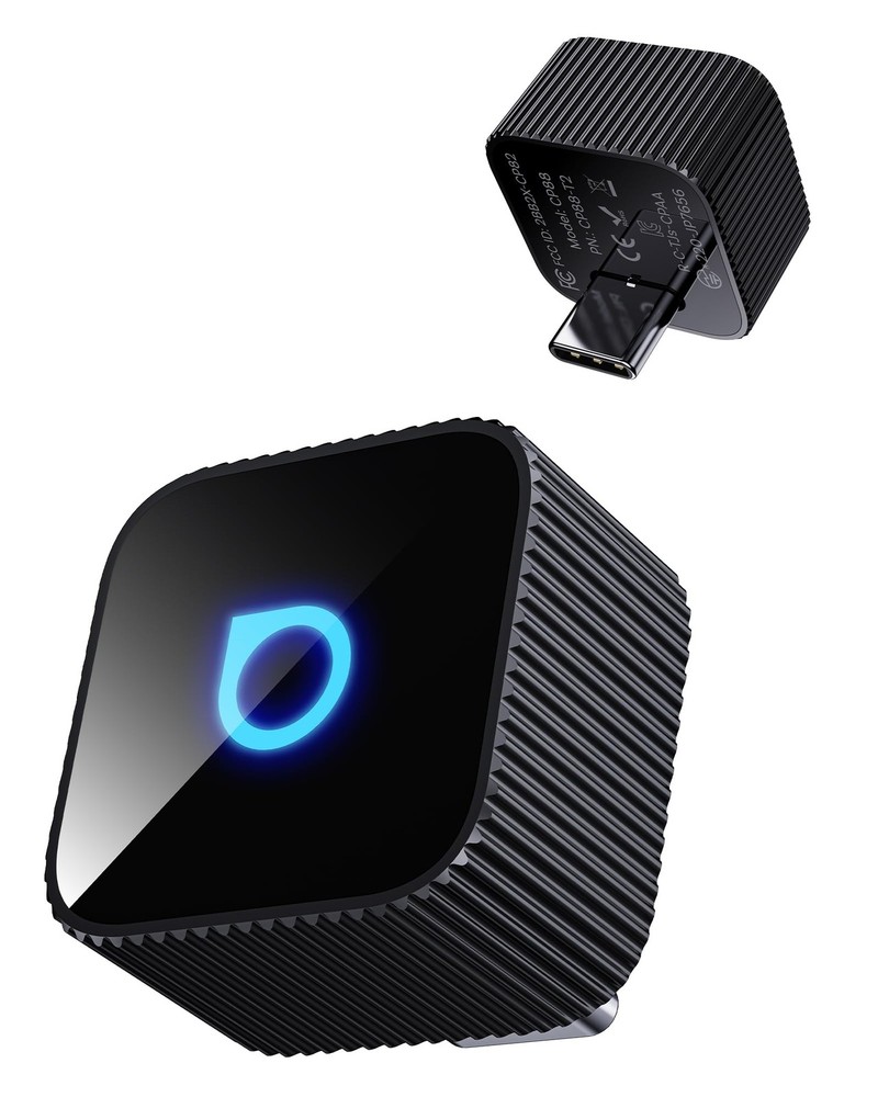 Ottocast Mini Cube 3.0 USB C Wireless CarPlay Adapter, Android Auto Black