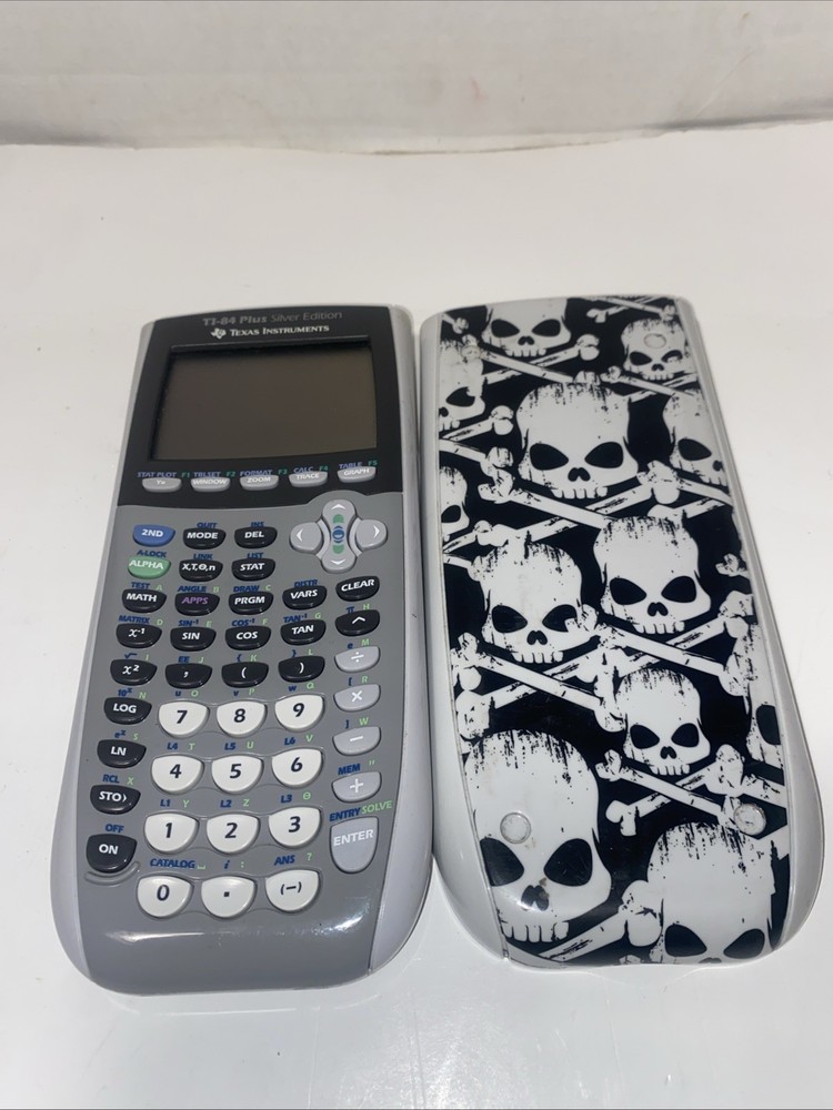Texas Instruments TI-84+ Silver Edition Graphing Calculator with Skulls  Cover