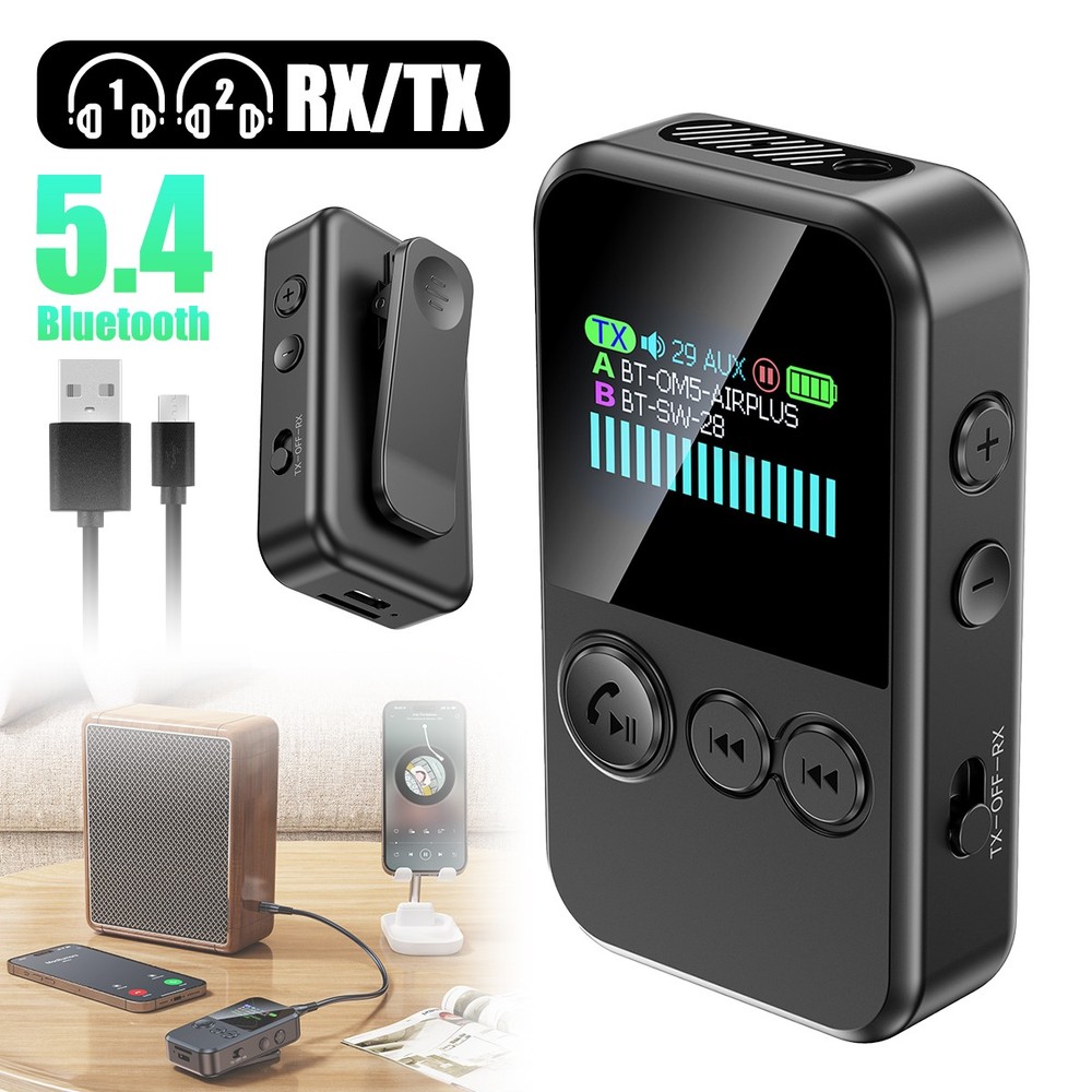 Wireless Adapter Bluetooth 5.4 Audio Transmitter Receiver 3.5MM AUX Built-in Mic