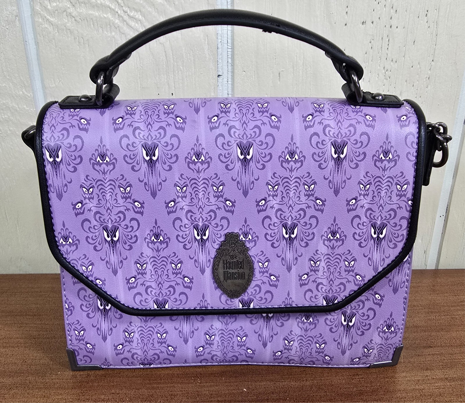 Disney Loungefly Parks The Haunted Mansion Wallpaper Eyes Crossbody Bag Purse