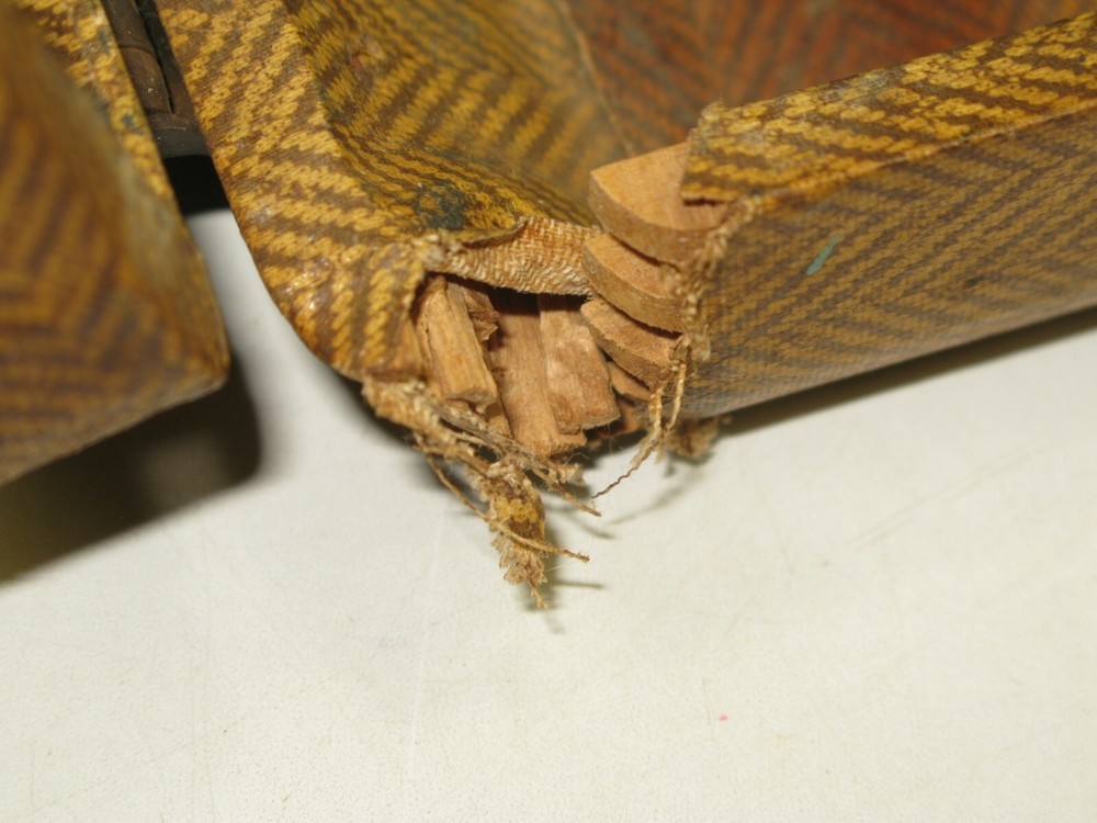 Vintage Pitney Bowes Hard Case Handle Brown Herringbone Pattern Empty Repurpose