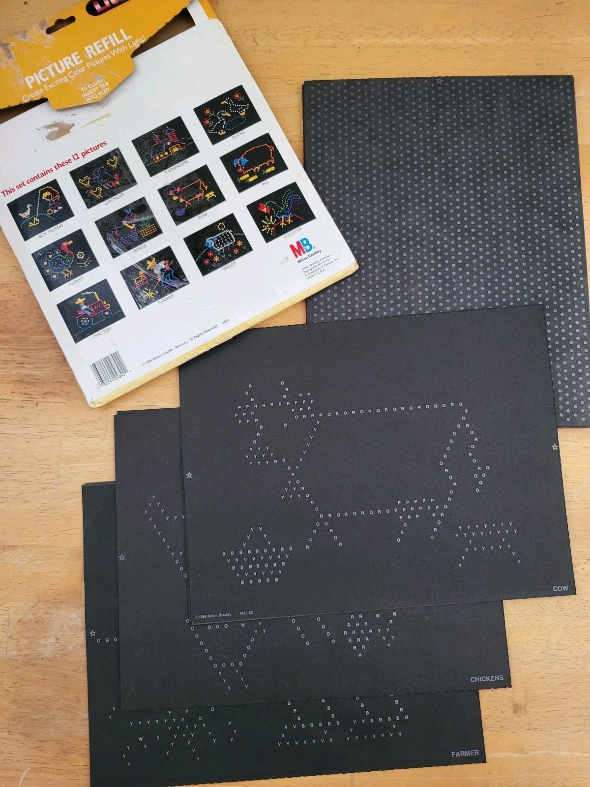 Vintage 1988 LITE BRITE Barnyard Fun COMPLETE Refill Pack Animals Classic