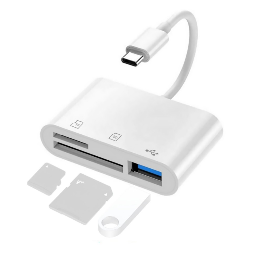 3-Port USB Type C to Card Reader Adapter SD Card Reader For MacBook Pro Laptop e