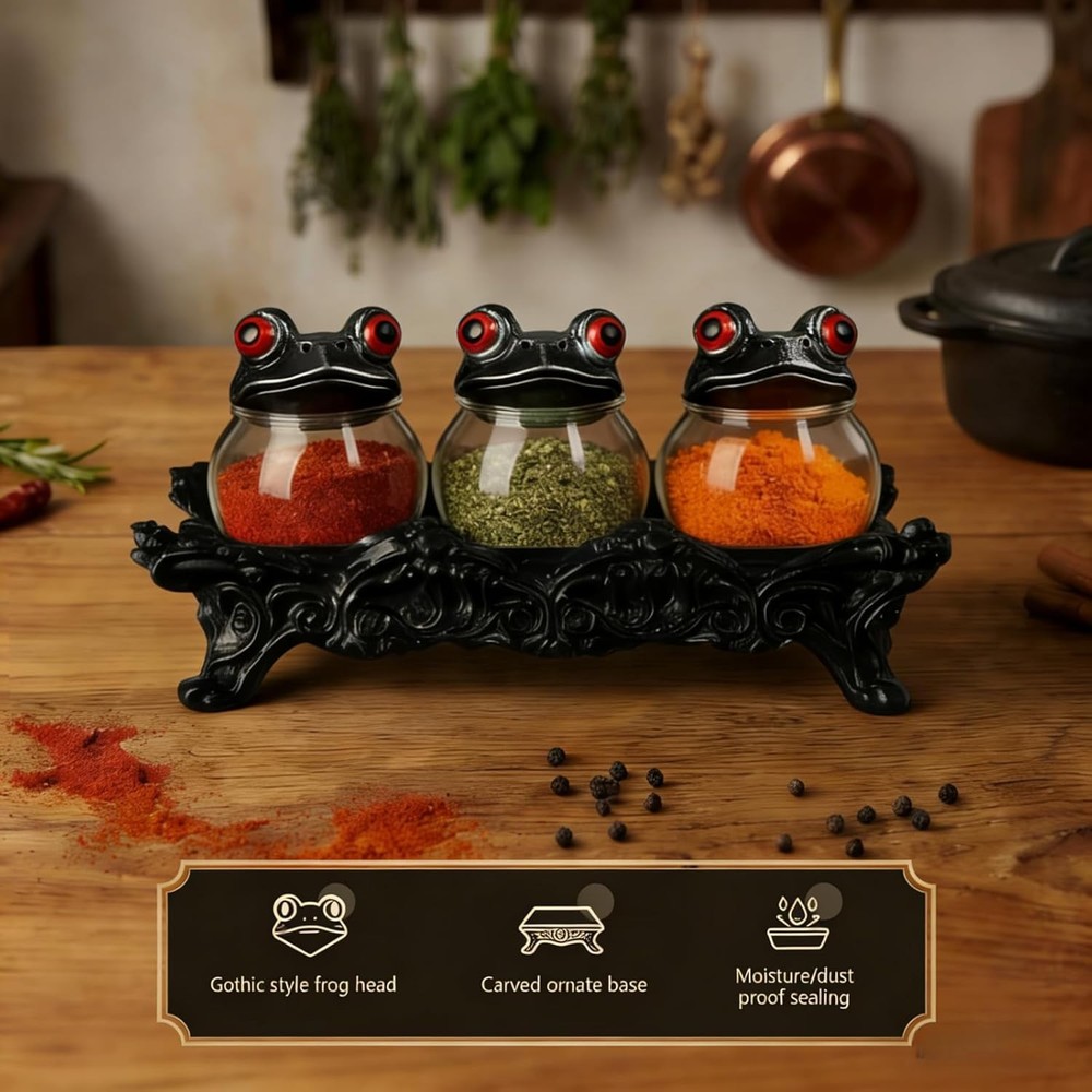 Frog Apothecary Spice Jar Set Witchcore Kitchen Decor