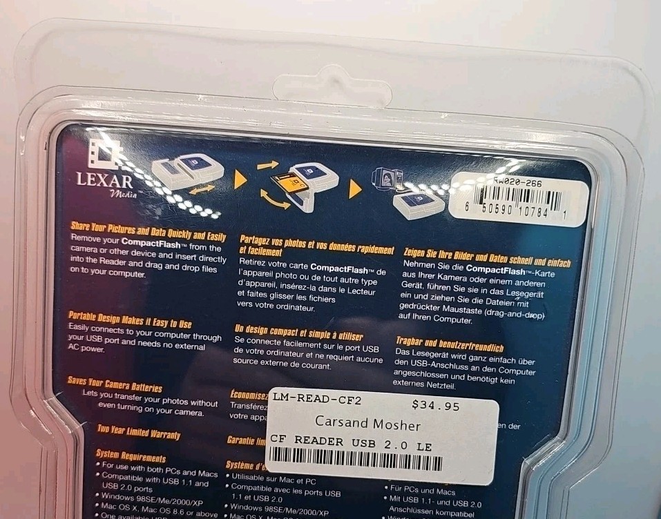 Lexar USB 2.0 Compact Flash CF Card Reader RW020-266 CompactFlash PC Mac New