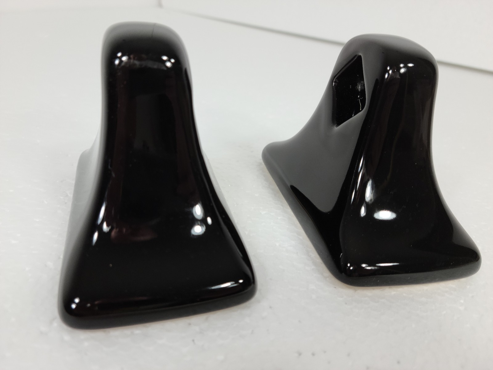 Vintage Black Ceramic Towel Bar Rod Rack Post Holders Flat Back Glue over Tile