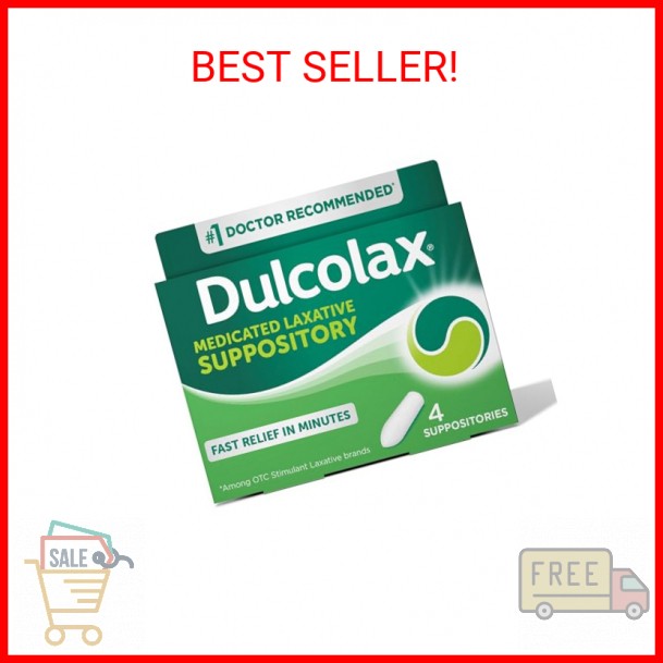 Dulcolax Stimulant Laxative Medicated Suppositories, Predictable & Effective Con