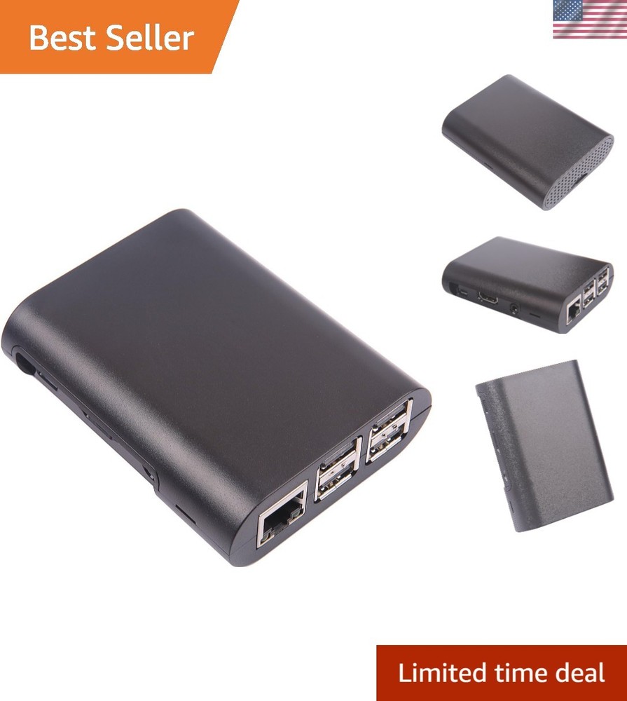 Sleek Jet Black Raspberry Pi Case for Model B+ and 2/3 B - Ultimate Protection