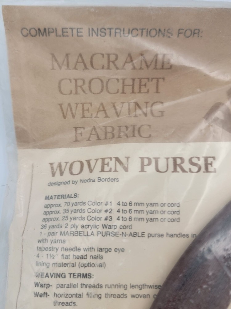 Vintage Purse N Able Macrame Purse Handle & Instructions Set With 35 Initials