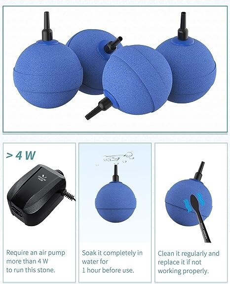 Aquarium Air Stone Bubbler 2 Inch Ball-Shape Oxygen Diffuse Bubble Release Tool