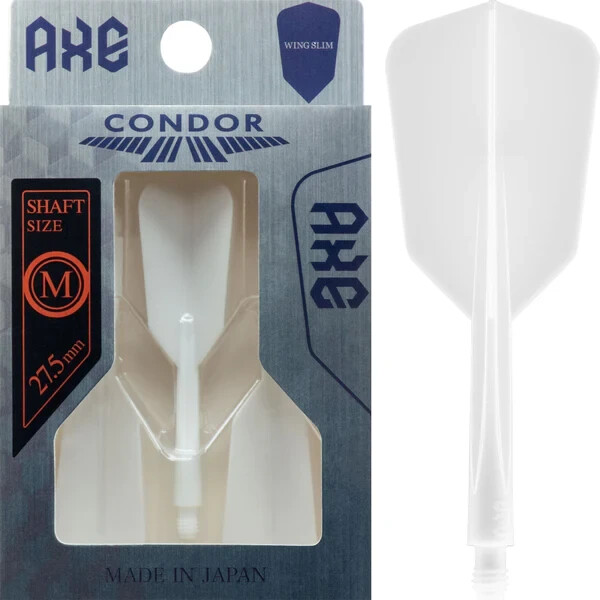 CONDOR AXE DART SHAFT/FLIGHT COMBO MEDIUM SHAFT SLIM WING WHITE