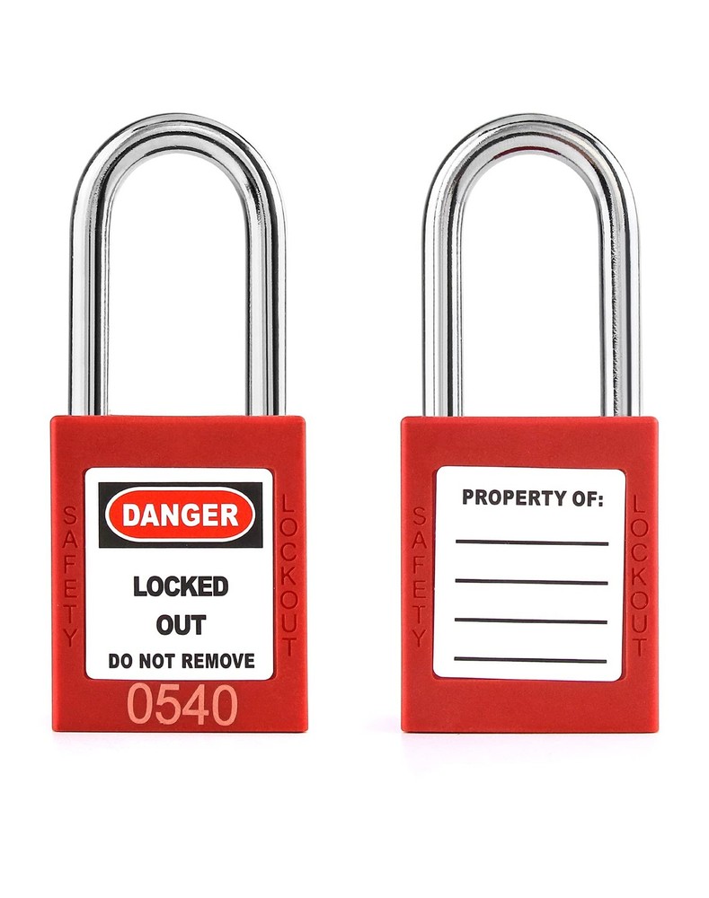 QWORK Red Lockout Tagout Safety Padlock 10 Pack 20 Keys Keyed Different