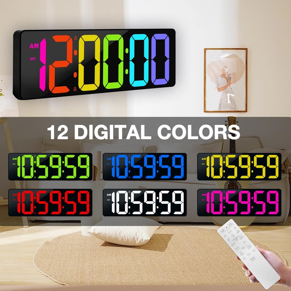 17.2" Large Digital Timer Wall Clock with Remote Control, Count Down Up Digit...