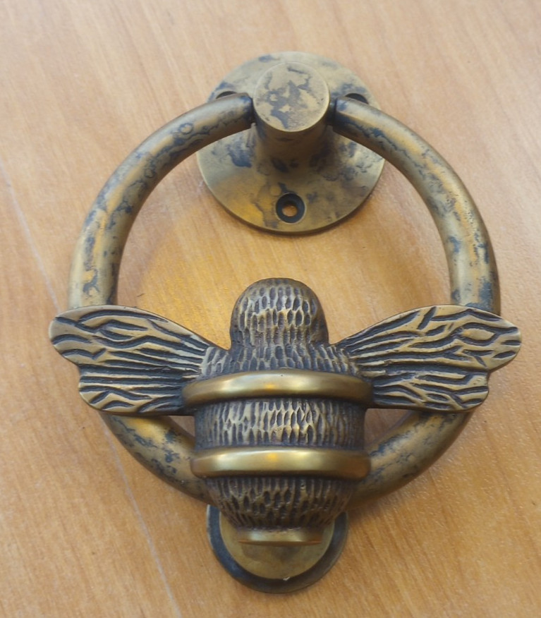 Decorative Solid Brass Bee Ring Hardware Door Knocker Heritage Finish