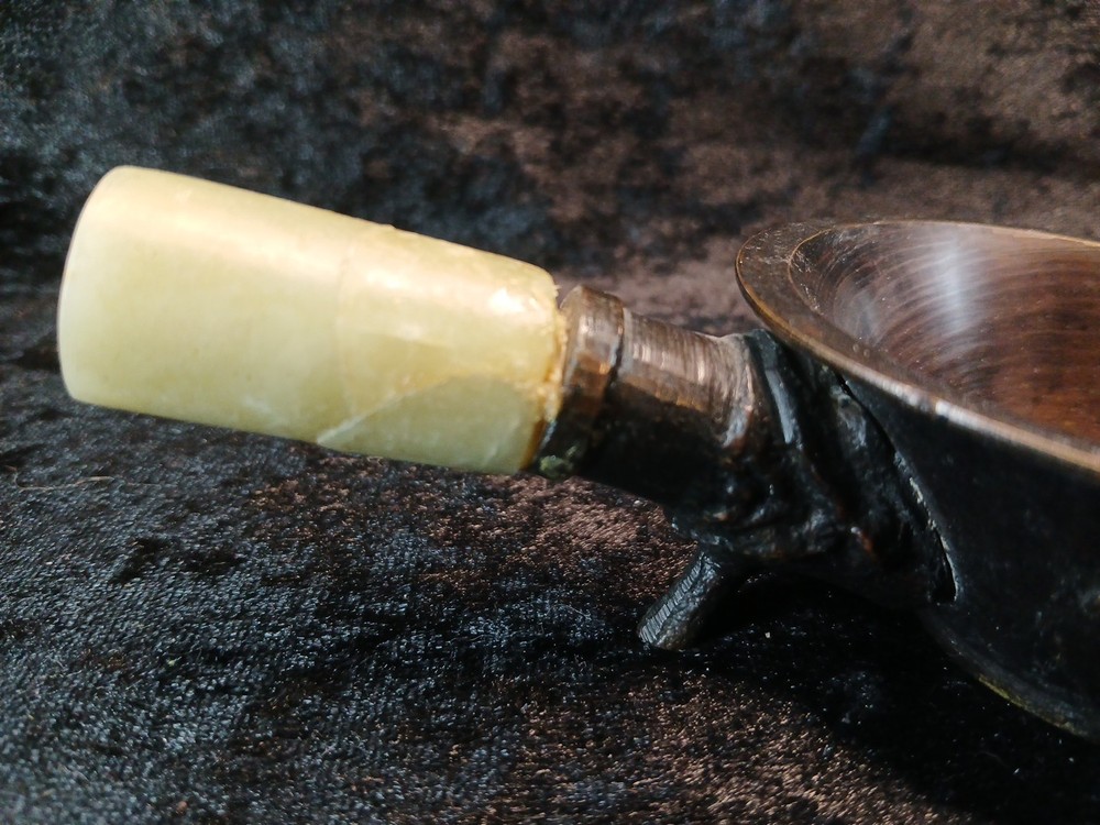 Incense Burner Brass With Stone Handle