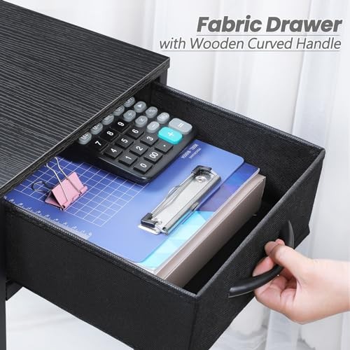 PC Stand 2 Tier Computer Tower Stand with Drawer Mobile Computer Cart Black