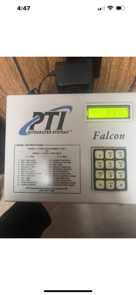 PTI Falcon Base Unit, Desktop Controller for Self Storage Keypad System. Working