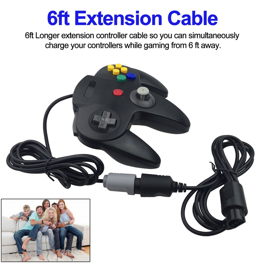 1x/2x 6ft/1.8m Extension Cable Cord For N64 Controller Game Console