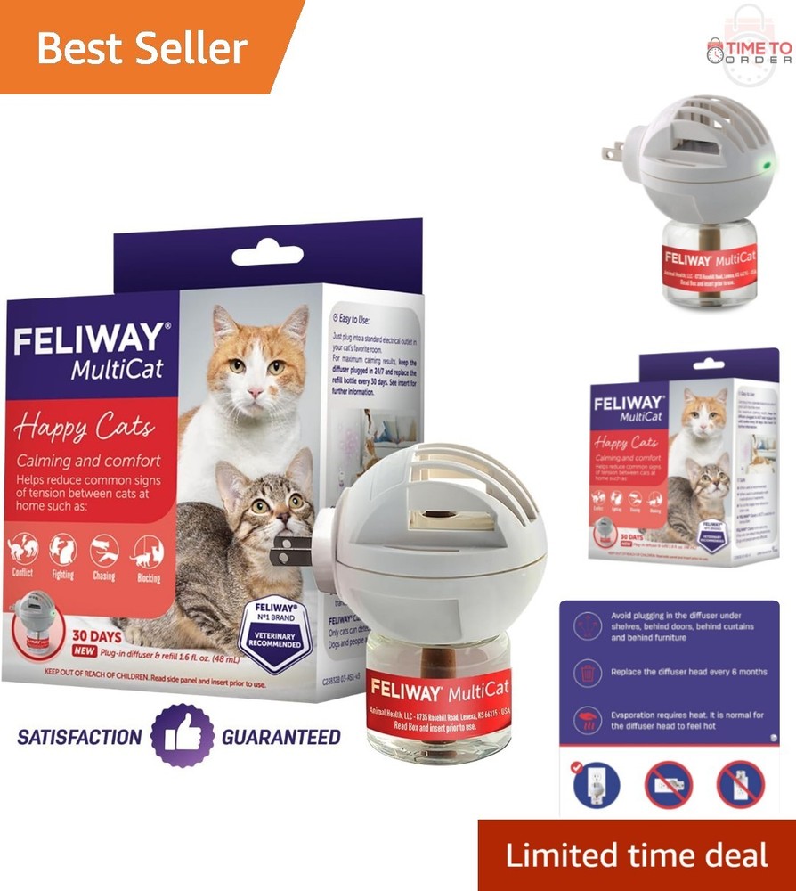 Cat Calming Plug-In Diffuser Kit Reduces Tension Multi-Cat Homes Safe