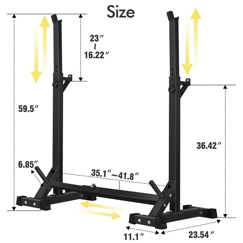CANPA Adjustable Squat Rack Stand Multi-Function Barbell Rack Weight Lifting ...