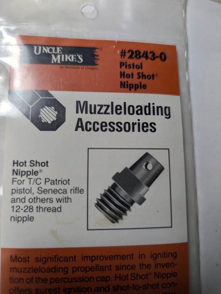 Uncle Mike's Muzzle Loading Accessory 2843-0 Pistol Hot Shot Nipple-NOS