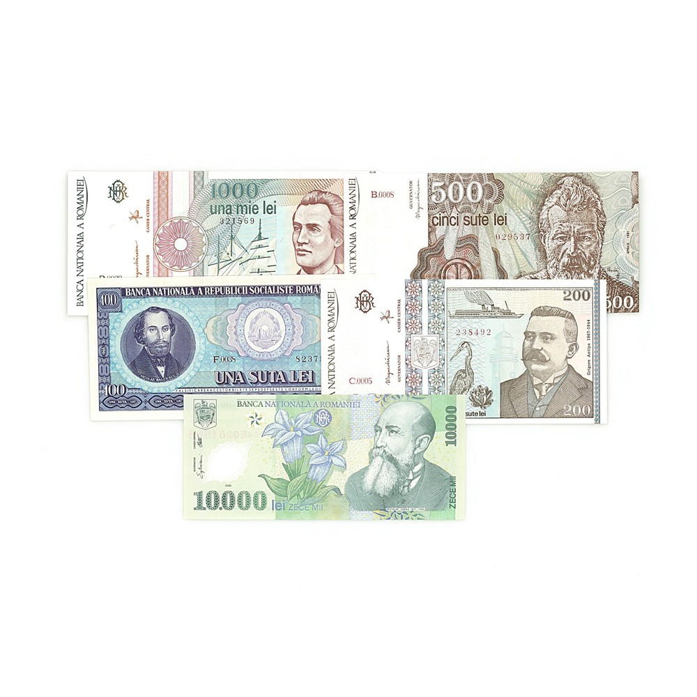 5 diff. Romania paper money Au-Unc.
