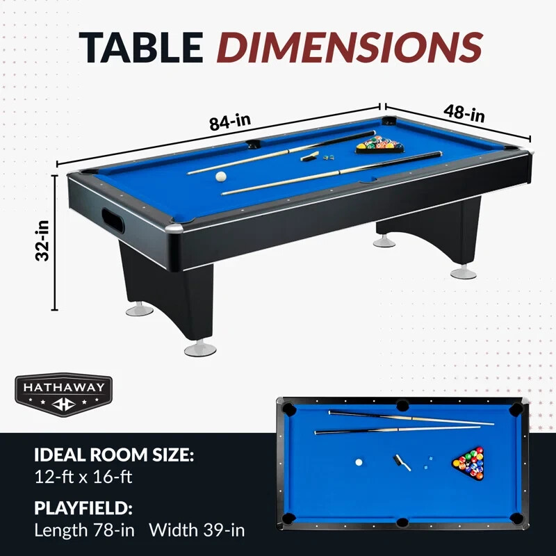 Pool Table (7.3 ft.) (Black/Blue) (Free Shipping)