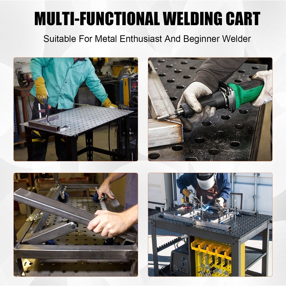 36" x 24" Welding Table Steel Welding Workbench Table with Pegboard & Wheels