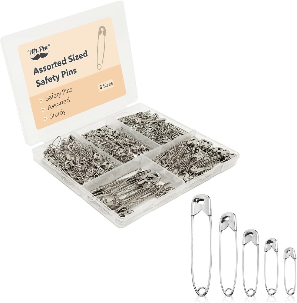 Mr. Pen Assorted Safety Pins - 300 Pack, Silver, Small Sizes, Silver