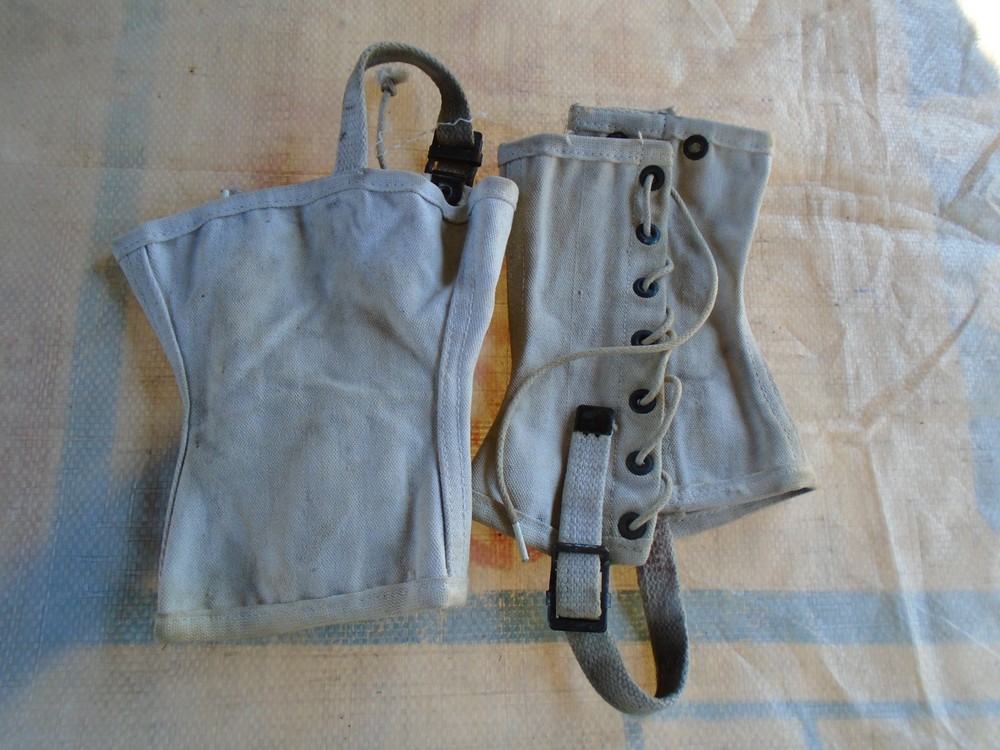 WWII Size Medium Spats Short Leggings US Army Canvas Military Boot Shoe GI