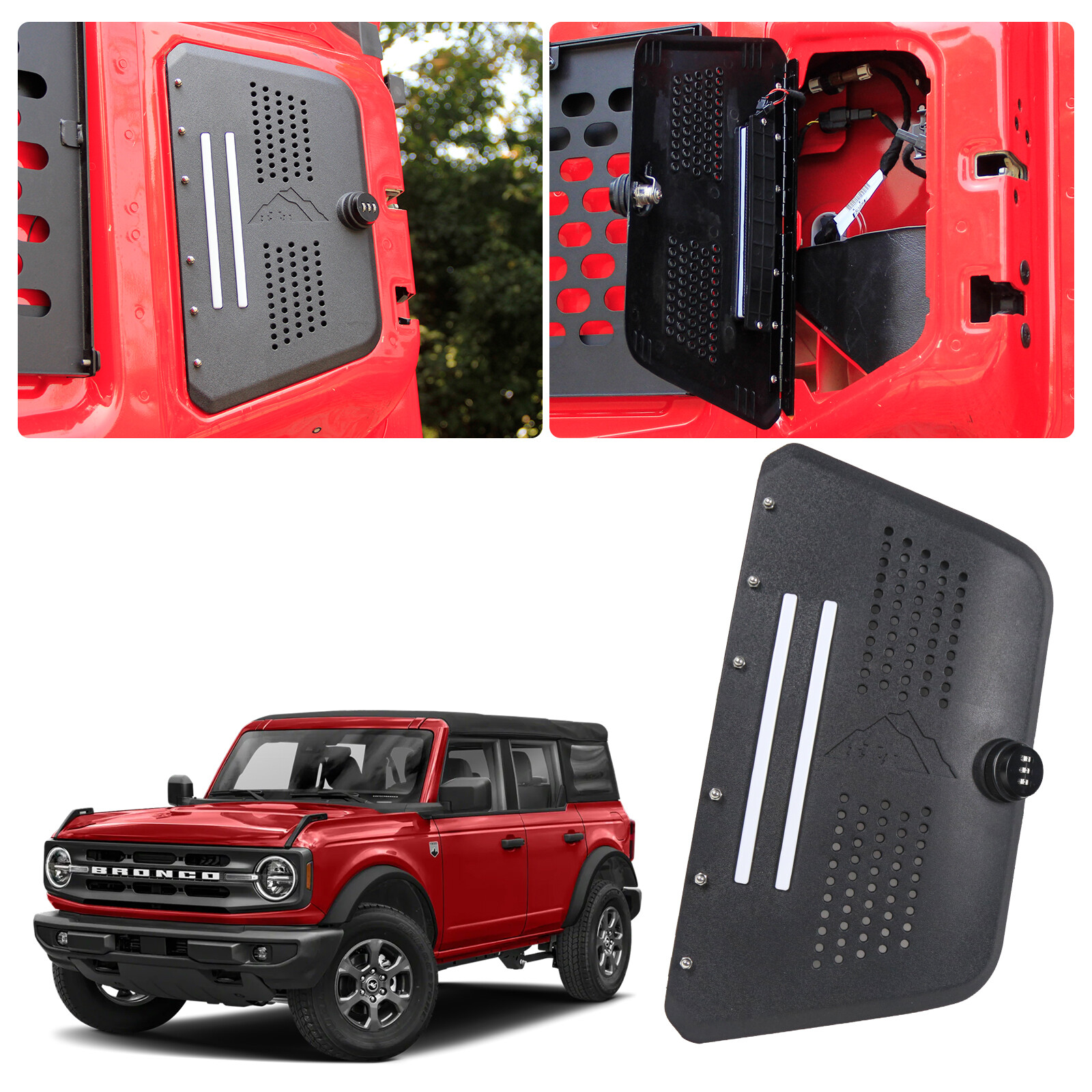 Side Tailgate Storage Box With Light & Password Lock For 2021+ Bronco 2/4 Door