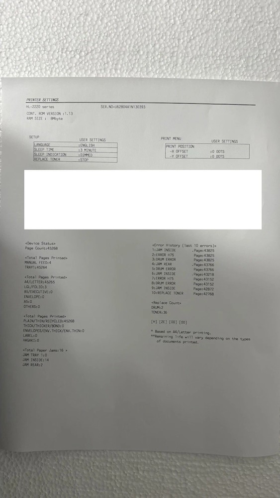 Brother HL-2220 Laser Printer Clean!