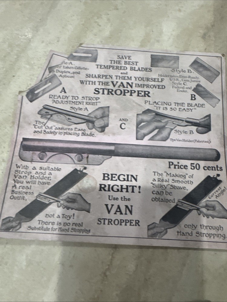 Antique Nos, Van Stropper, Shaving Blade Sharpening Handle , Gillette Durham