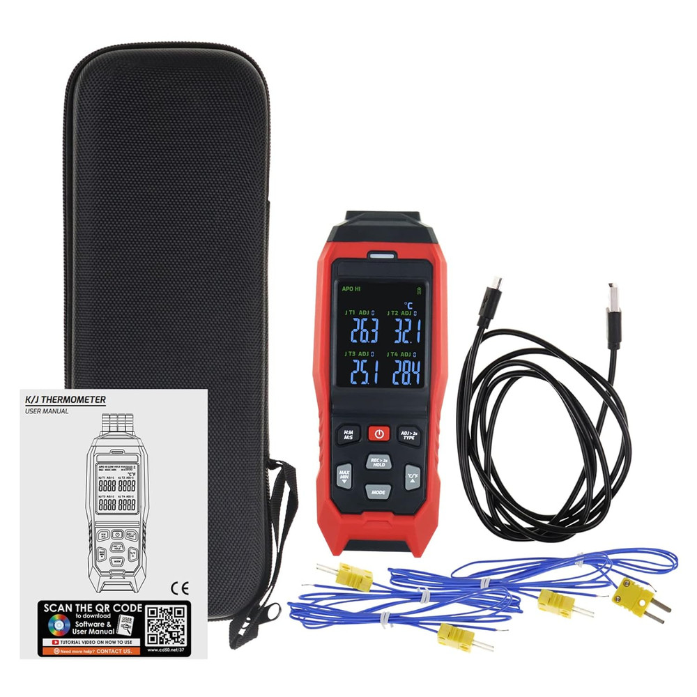 Thermocouple Thermometer Data Logger 4 Channels Digital K Type Thermometer with