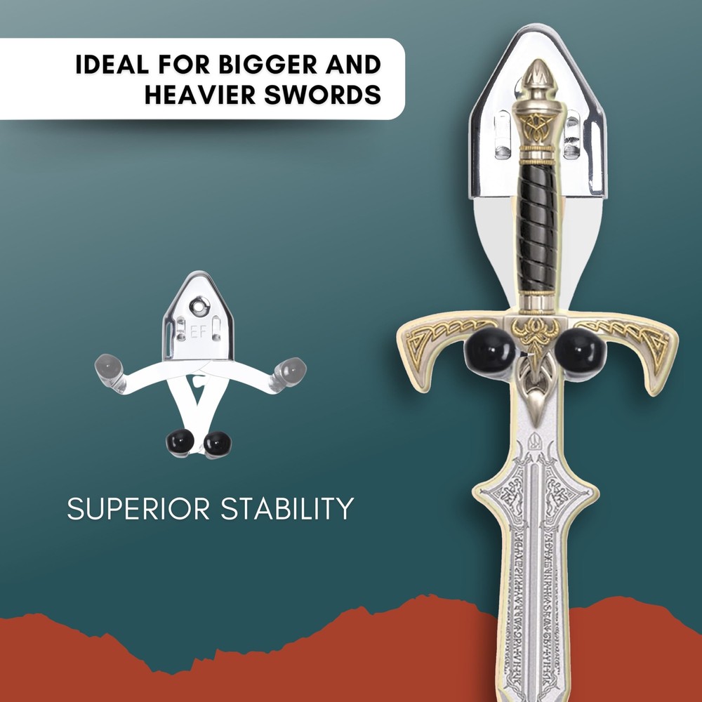 2x Vertical Sword Mount - Dagger Display Wall Hanger - Adjustable Multifuncti...