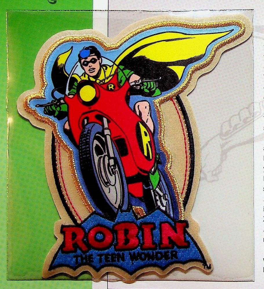 ROBIN PATCH on INFO CARD ~ from Willabee & Ward ~ DC COMICS PATCH COLLECTION
